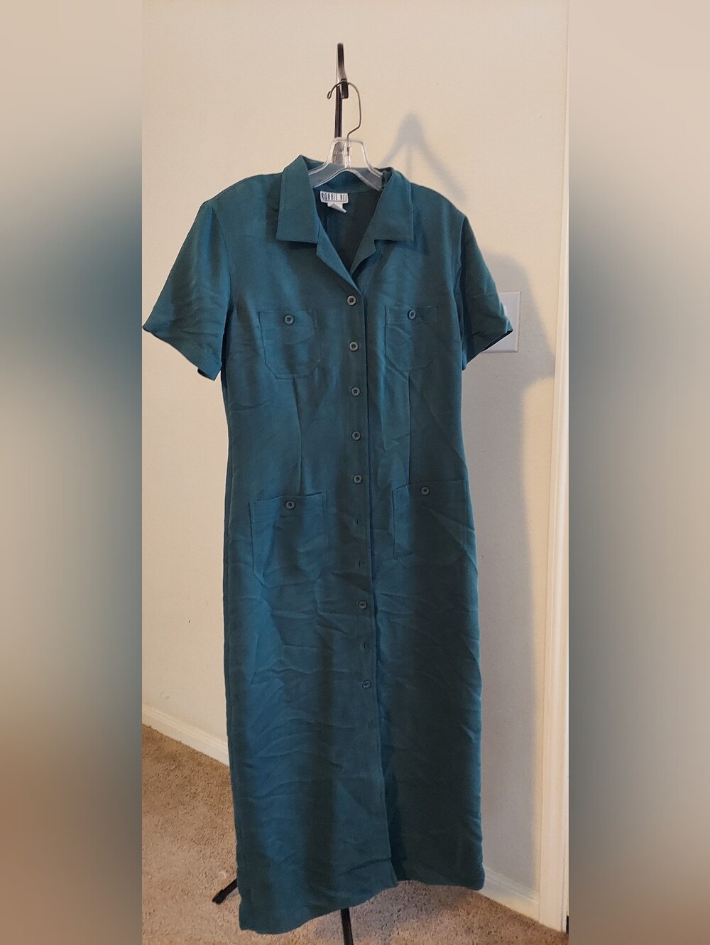 Robbie Bee Teal Short-Sleeve Button Front Coverup Dress